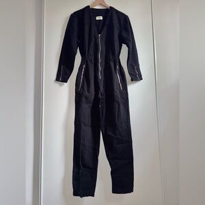 Etica Denim Jumpsuit Women Size XS Janai Moto Black Beauty Cotton Blend Zip-Up
